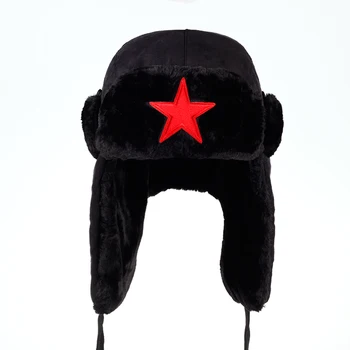 2019 nye Mænd pentagram Lei Feng Vinter Hat Aviator Udendørs Øre Klapper Bombefly Cap Bevis russiske Hat