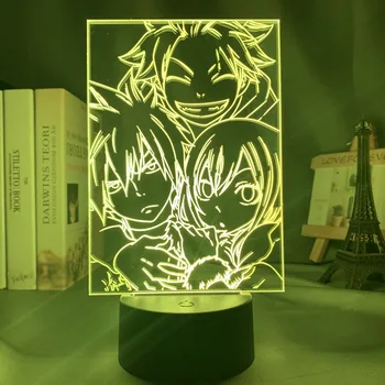 Anime Fairy Tail Natsu Dragneel og Erza Scarlet Knus Nat Lys Led Touch Sensor Nightlight for børn, Rum Udsmykning Tabel 3D-Lampe
