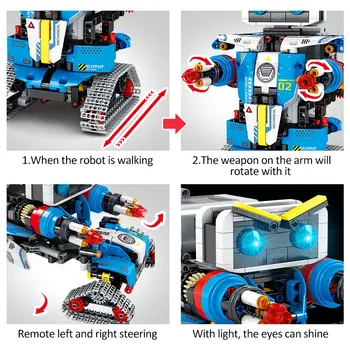 Byen Tekniske RC Robot Transformation Racing Bil byggesten Skaberen Fjernbetjening Robot Våben Mursten Legetøj For Børn