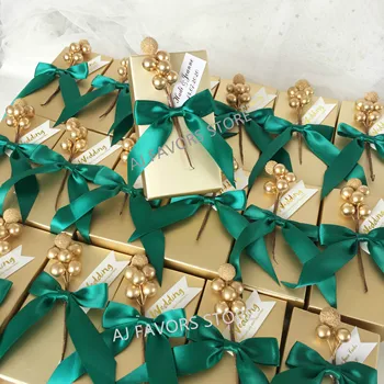 50stk masse unikke Chokolade candy container kasser bryllup tilbage gaver custom fordel kasse for gæster