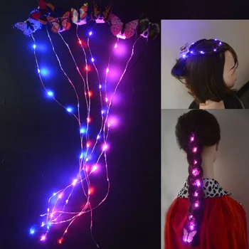 Jul DIY Lysende Blinkende Hår Styling Værktøj Braider Hair LED-Lys String Hår Stil Vævning Fletninger Neon Party Bryllup