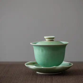 LUWU kinesisk keramik gaiwan grøn kinesisk terrinen 120 ml