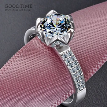 Mode Ædle Ren 925 Solid Silver Ring Romantisk Zirconia Bryllup Sølv Ringe For Kvinder Girl Smykker Gave