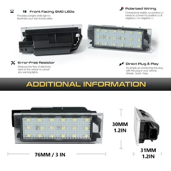 2stk Bil Antal LED Nummerplade Lys For Smart Fortwo Forfour 453 For Mercedes Citan 415 Kombi Kombi Dualiner Traveliner