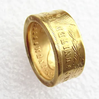 OS 1878 Morgan Dollar Forgyldt 'Eagle' Kopier Dekorere Coin Ring Håndlavet I Størrelserne 8-16