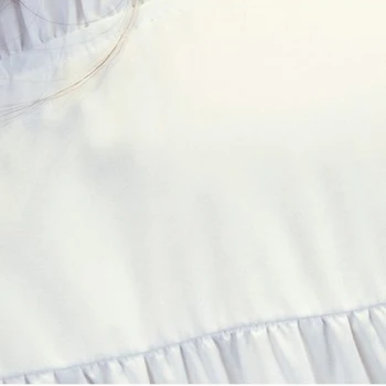 2020 Hvid Top Kvinder Pjusket Krave Peplum Lange Ærmer Elegante Almindelig Bluse Kvindelige Skjorter Af Høj Kvalitet