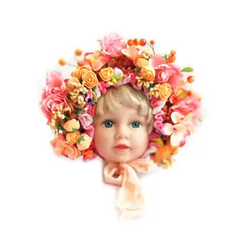 LazyChild 2021 Nye Romantiske Krans Søde Blomster Blomster Hat Nyfødte Baby Fotografering Rekvisitter Håndlavede Farverige Bonnet Hat