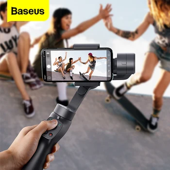 Baseus 3-Akse Håndholdte Gimbal Stabilisator Udendørs Bluetooth Selfie Stick w/Fokus Træk og Zoom til iPhone, Samsung Action-Kamera