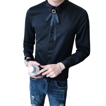 Plus Størrelse 5XL-S Spring Nye langærmet shirt til Mænd Tøj 2021 Enkel Slim Fit Afslappet Night Club Sociale Tuxedo Kjole Salg
