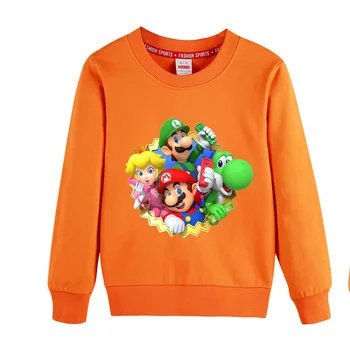 Børn Hættetrøjer Sweatshirt Drenge Pige Børn Mario Yoshi Print Bomuld Pullover Toppe Baby Drenge Casual Efteråret Tøj til 4-12 År