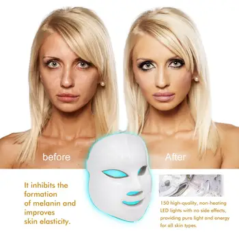 Led-Face Mask Led-Lys-Terapi-7 Farve Ansigtet Hudpleje Maske Klinisk Bevist, Blue&Red Light Behandling Af Acne/Hudforyngelse
