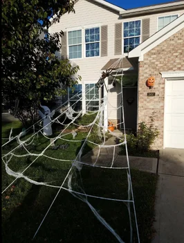OurWarm Halloween Dekorationer, Falske Giant Spider med Trekantede Kæmpe Edderkop Web Part Have Hjemsøgt Hus Horror Rekvisitter