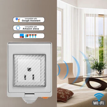 SONOFF S55 Wifi Smart Socket Smart Home IP55 Vandtæt AU EU UK OS ZA Timer Vocie Fjernbetjening Arbejde med Alexa, Google Startside