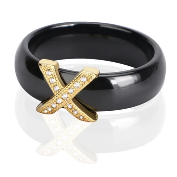 Amerika Style Guld Kors Ring til Kvinder, Mænd Mode Hvid Sort Ægte Keramiske Ring Bryllup Smykker forlovelsesringe Mor Gave