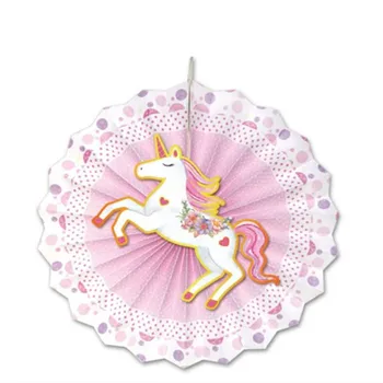 6stk Unicorn Dekoration Papir Fans Håndværk til Fest Udsmykning DIY Hængende Væv Papir Blomster Bryllup Fødselsdag Part Forsyninger