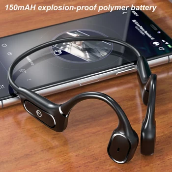 Bluetooth-5.0 Bone Conduction Headset Smart Touch Hovedtelefon med Mikrofon Beskyttende Høre Øretelefon IP55 Vandtætte Hovedtelefoner