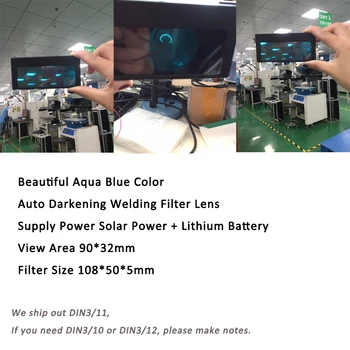 Smukke Aqua Blå Svejsning Filter-Objektiv Flydende Krystal Arc Svejse Auto Mørkere ADF ' en, Hurtig Forsendelse TRQ-1100