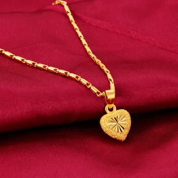 Hjerte Form 24k Guld Halskæde Til Kvinder, Kærlighed Hjerte Kravebenet Kæde Halskæde i Guld Valentine ' s Day Fine Smykker Gave