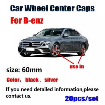 20pcs 60mm sort sølv car Wheel center Hub Caps rim Dækker Til Mercedes Benz A B C CLA CLS G M R Tilbehør