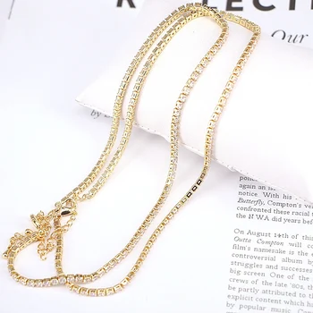 6stk 5mm guld kæde tennis halskæde mode smykker iced out unisex med Krystal Zircon chocker kæde