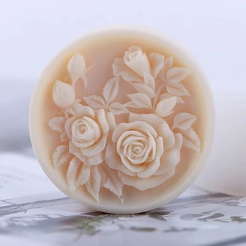 Silicone Mould 3d runde form Relief Rose Flower mønster Sæbe Skimmel DIY Nordiske Articraft Silica Gel Aroma Sten Skimmel