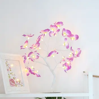 LED Orchid Gren Lys Kunstig Blomst Blomster Blomstre Dekorativ Træ Tabel nat Lys til Hjemmet julefrokost Dekoration