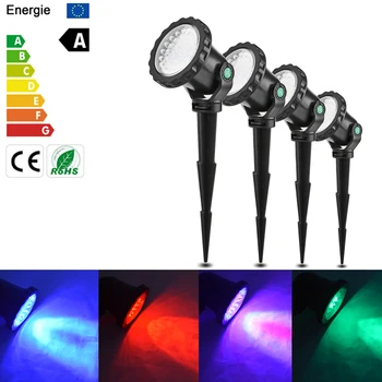 4stk IP68 RGB LED Undervands-Projektor Spotlight Lygten Vandtæt Fjernbetjening 4 Lys-Modes For Have og Landskab