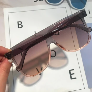 Overdimensionerede Et Stykke Square Solbriller Til Kvinder 2020 Nye Mode Brand Uv400 Sort Leopard Solbriller Mænd, Klar Linse Brille