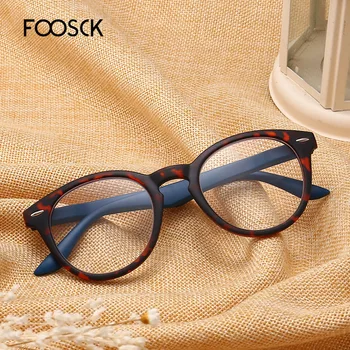 FOOSCK Retro Briller til Læsning Mænd Kvinder Rundt Leopard Frame Briller Vintage Ultralet Langsynethed Briller +1.0 4.0