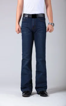 Herre Tragtformet Ben Jeans Bukser med Høj Talje Lange Flare Jeans Til Mænd Bootcut Blå Jeans Hommes bell bottom jeans til mænd