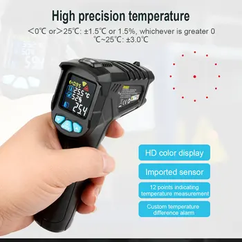 Infrarød Termometer -50 til 880C Ikke-kontakt Digital Laser Temperatur Meter IR Pyrometer Imager Hygrometer Industrielle Tester
