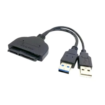 1 STK USB2.0 eller USB 3.0 og SATA 7+15 22Pin Y Splitter Adapter Kabel til 2,5 