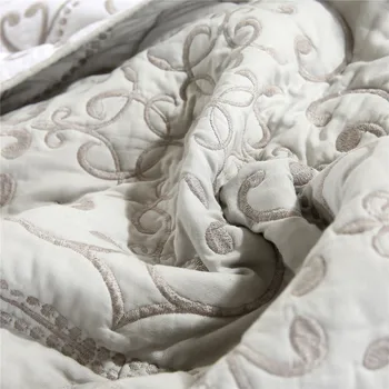 Bomuld Europæisk stil solid farve broderi, patchwork-quilt tvilling, fuld, dronning king size 3stk bed cover/sengetæppe H