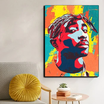 Tupac Plakat Trykt Maleri Moderne Portræt Lærred, Plakat Og Print Maleri Cuadros Væg Kunst Billedet Indrettet til Stue