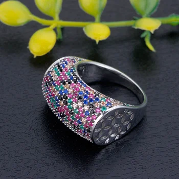 Brudens Tale Hot Salg Luksus Trendy Kvinder Ring Cubic Zirconia Farverige Krystal Mode Rhinestone Brude-Ringe, Smykker Til Bryllup