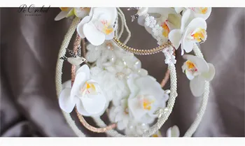 PEORCHID Butterfly Orchid Kurv Brude Buketter Bryllup Arkitektur Buket Krans Håndlavet Luksus Pearl Krystal Buket
