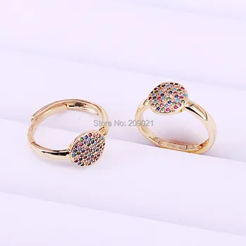 8stk Multi Farverig Regnbue CZ Smykker Zircon Guld Farve Charme Runde Design Finger Kvinder Ringe