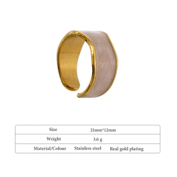 Yhpup Nye Trendy Emalje Geometriske Ring for Kvinder 18 K Rustfrit Stål Smykker Vielsesring Bijoux Femme Jubilæum Gave 2021