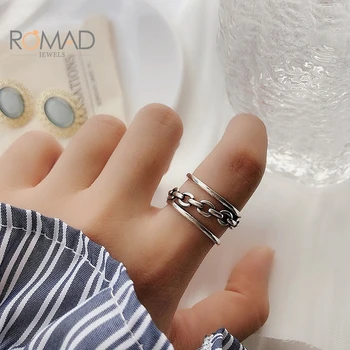 ROMAD Kvindelige INS Mode Enkel Åben Finger Ring Korea OT Spænde Retro Chain-Ring For Kvinder, Trend Smykker 2020#