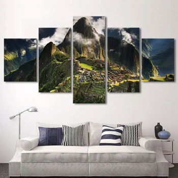 Wall Art HD Prints Hjem Tree Decor 5 Stykker Mountain Lærred Maleri Modulære Landskab Billeder Til stuen Kunst Plakat