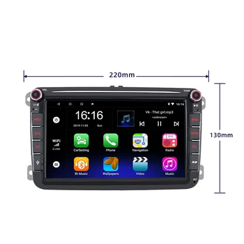 JOYINCAR Android 9.1 Autoradio for VW Passat Golf MK5/6 Caddy Polo Touran Caddy 4-core Bil Stereo GPS Sat 2Din Navigation