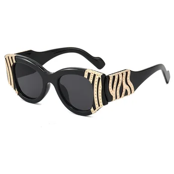 Ins Luksus Cat Eye Solbriller Kvinder 2021 Vintage Oval Solbrille Punk Sol Briller Mænd Oculos Feminino Lentes Gafas De Sol UV400