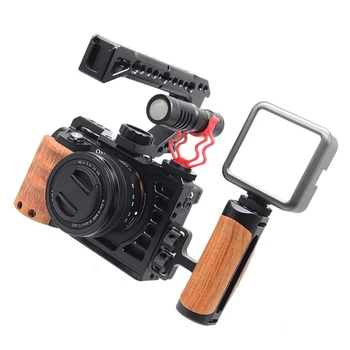 Kamera Bur med Træ-Aluminium Legering DSLR-Kamera Beskyttende Bur Kit til Sony A7C