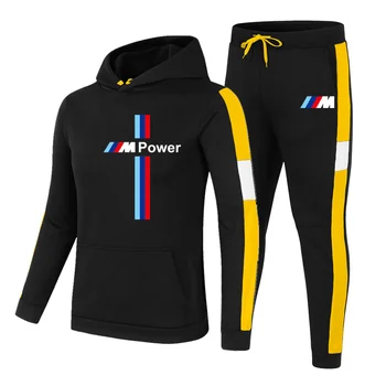Ny BMW M Power Hoodie Sæt Sportstøj Sweatshirt Sæt Fleece Hoodie + Sweatpants Jogging Mænds Pullover 3XL Sport Sæt