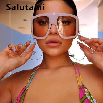 Oversize Et Stykke Skjold Solbriller Til Kvinder 2020 Luksus Mærke Solbriller Mænd Vintage Balck Gradient-Pladsen Ins Store Nuancer