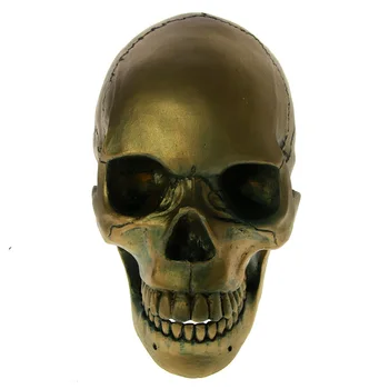 1:1 Liv Størrelsen Bronze Skull Hoved Med Bevægelige Kæbe Antikke Skelet Hoved Skulptur Halloween Horror Decoraiton Skræmme Tal Gave