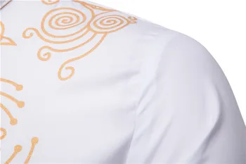 Med Afrikansk Print Bluse Uomo Hommes Kaftan Musulman Kurta Indisk Tøj, Skjorte Mand Forgyldning Med Lange Ærmer Nyhed Toppe Dashiki