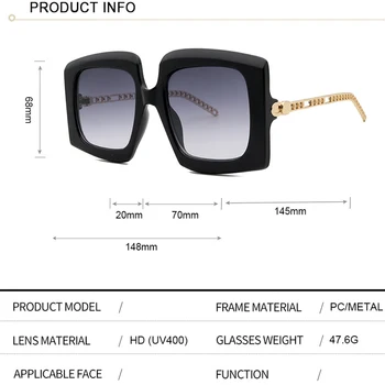 Overdimensionerede Square Solbriller Kvinder Mode 2020 Luksus Mærke Vintage Solbriller Til Kvinder Nuancer Mentale Frame Briller Oculos