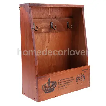 Retro Vægbeslag Centrale Rack Storage Box Hylde I Træ-Kabinet Cubby Brev, Mail Indehaveren Sag