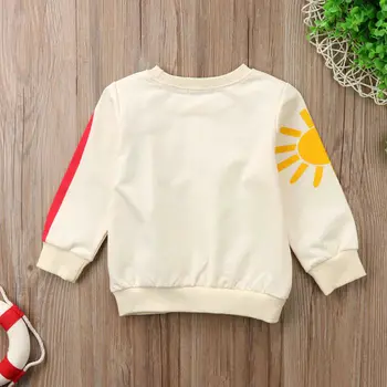 Mode Regnbue Sun-Print Baby Piger Kids T-Shirt Tøj Bomuld Bluse, Sweater Cardigan Sweatshirt